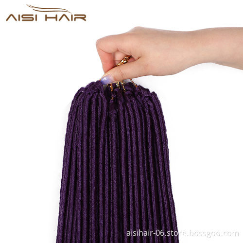 Aisi Hair Wholesale Popular Long Style Heat Resistant Synthetic Purple Color Dreadlocks Braid Hair Extensions For Black Women